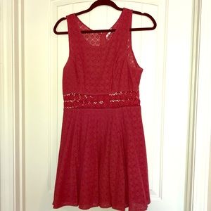 Free People Red Dress with Flower Cutouts